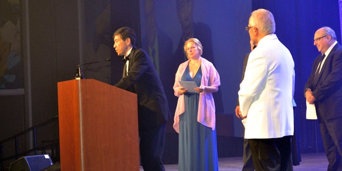 Fujihiro Kanda (Shiseido), Mary Lynn Halland (IFSCC Secretary General), Guy Padulo (IFSCC 2016 Chair and Kobo) and Ken Marenus (The Estee Lauder Companies)