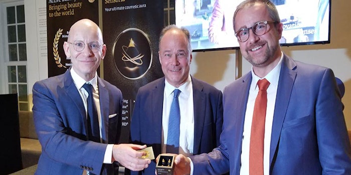 Herve Fretay, left, and Fabrice Lefevre, right, both discussed sustainable and sensory innovation during the launch party for Givaudan Active Beauty's Sensoria.