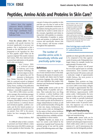 Tech Edge: Peptides, Amino Acids and Proteins in Skin Care
