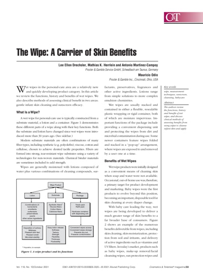 The Wipe: A Carrier of Skin Benefits