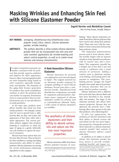 Masking Wrinkles and Enhancing Skin Feel with Silicone Elastomer Powder