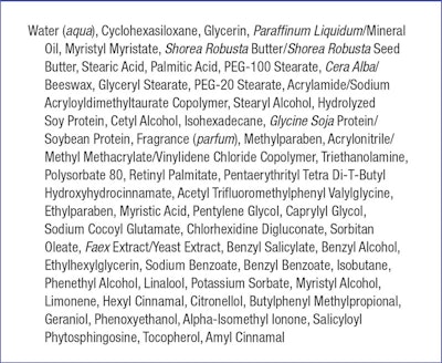 Table 2. Sample Ingredient Disclosure