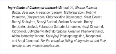 Table 3. Revised Ingredient Disclosure for Table 2