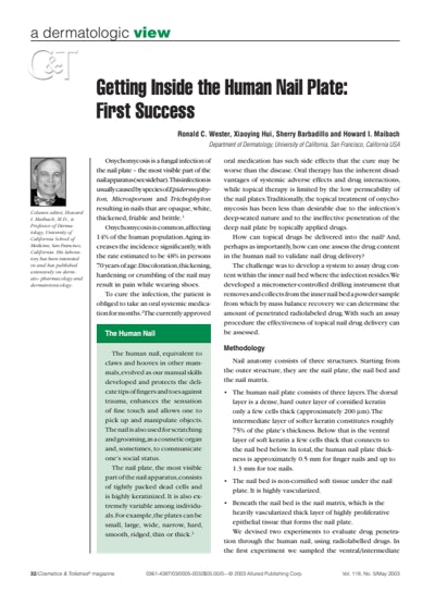 Getting Inside the Human Nail Plate, First Success