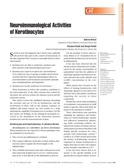 Neuroimmunological Activities of Keratinocytes