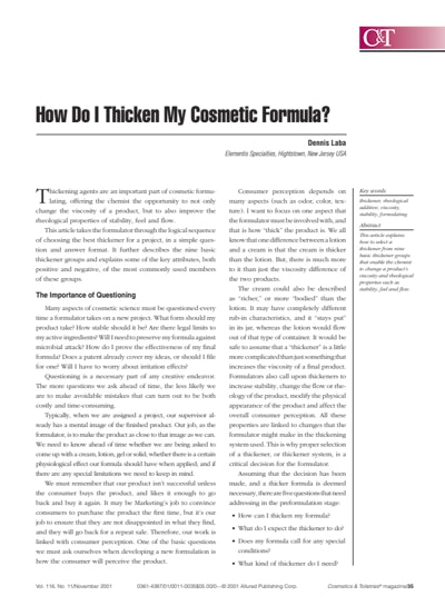 Article Download: How Do I Thicken My Cosmetic Formula?