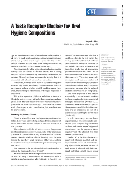 A Taste Receptor Blocker for Oral Hygiene Compositions
