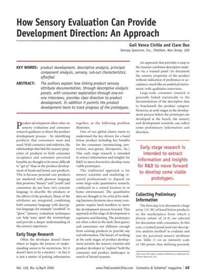 How Sensory Evaluation Can Provide Development Direction: An Approach