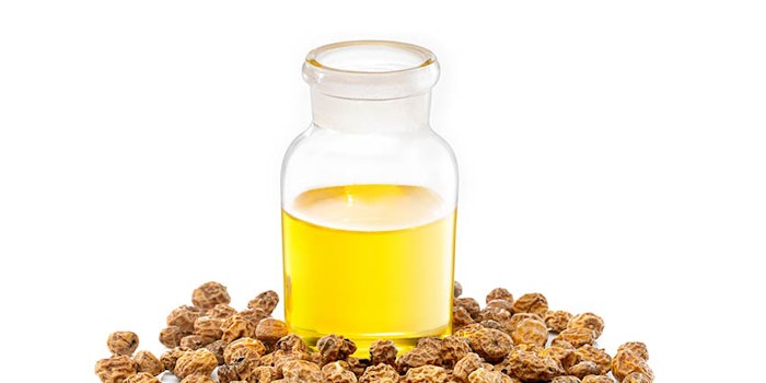 Praan Naturals' tiger nut oil is appropriate for skin, hair and nail products, among other categories.