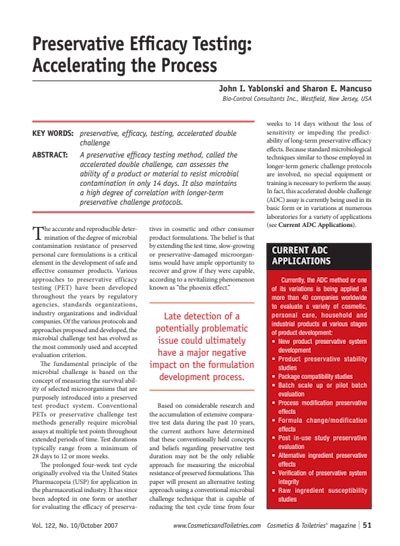 Article Download: Preservative Efficacy Testing, Accelerating the Process