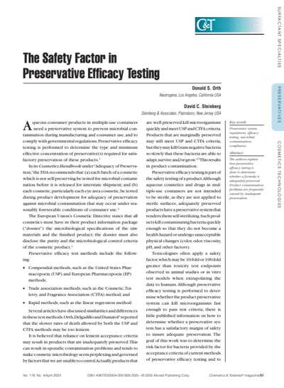 Article Download: The Safety Factor in Preservative Effiacy Testing