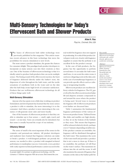 Multi-Sensory Technologies for Today’s Effervescent Bath and Shower Products