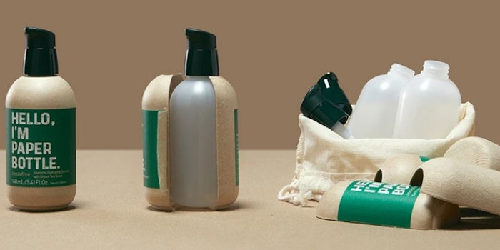 Innisfree is offering its Intensive Hydrating Serum in a paper bottle.