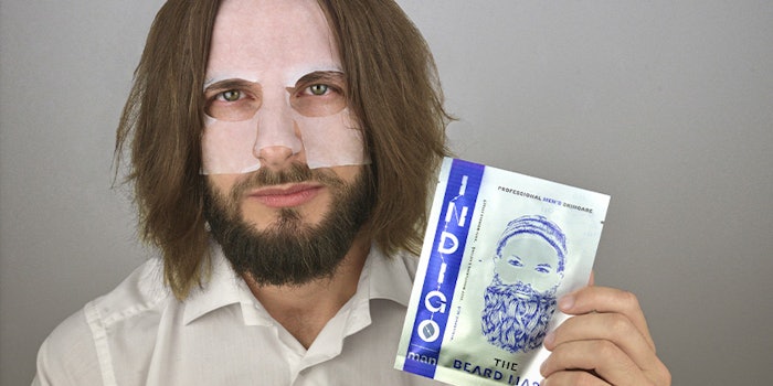 The mask is designed to fit around men's beards.