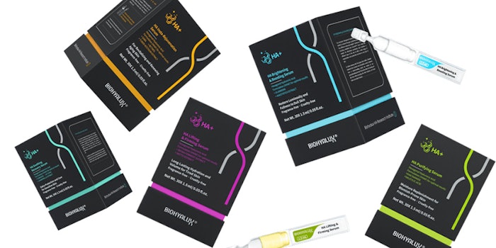 Biohyalux's skin care line that uses its hyaluronic acid in four different molecular weights.