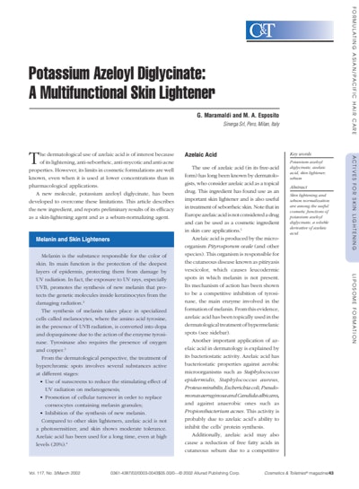 Article Download: Potassium Azeloul Diglycinate; A Multifunctional Skin Lightener