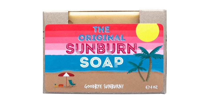 “This sunburn moisturizing soap not only glides on smooth when washing in the shower but the organic, natural ingredients rehydrate and exfoliate skin to help decrease redness, irritation, peeling and pain.”