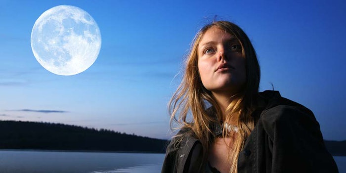 Woman Looking Up Moon Night Sky 850x425