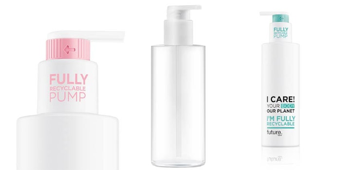 Aptar's Future pump is fully recyclable and addresses the rigors of e-commerce shipping.