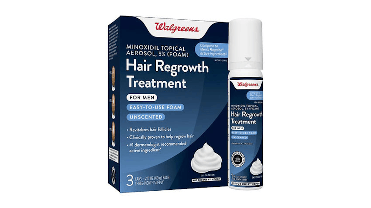 Label Challenge: Walgreen's Minoxidil Topical Aerosol 5%, Hair Regrowth  Treatment for Men | Cosmetics & Toiletries