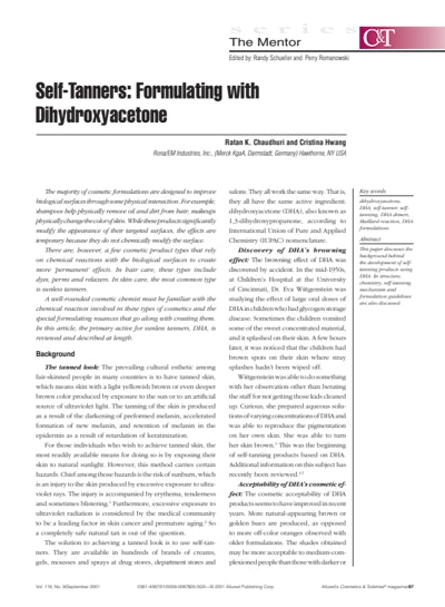 Article Download: Self-Tanners; Formulating with Dihydroxyacetone
