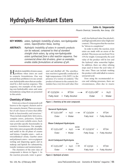 Article Download: Hydrolysis-Resistant Esters