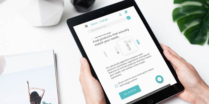 Face the Future is using Skin Skin Match Technology’s database of 39,000 ingredients to provide consumer education on ingredients and brand values and guide them through developing a skin care routine.