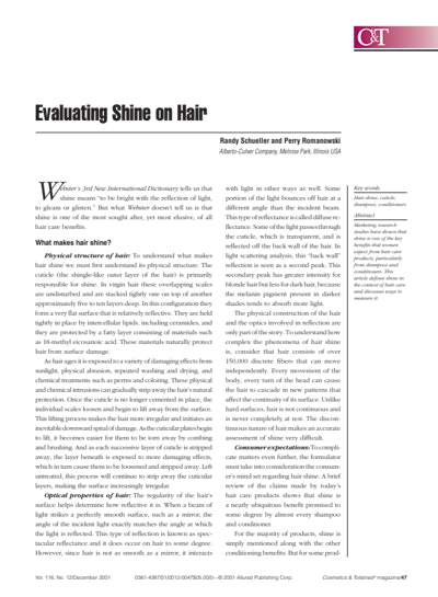 Article Download: Evaluating Shine on Hair