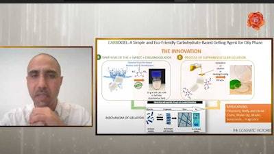 Sami Halila, Ph.D., of CNRS, was awarded the academic Cosmetic Victories prize for an eco-friendly gelling agent for the oil phase of formulations.