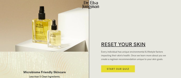 Profusion and Dr. Elsa Jungman's personalized skin care recommendations use results from a consumer survey and Dr. Elsa Jungman's Microbiome Home Test Kit.