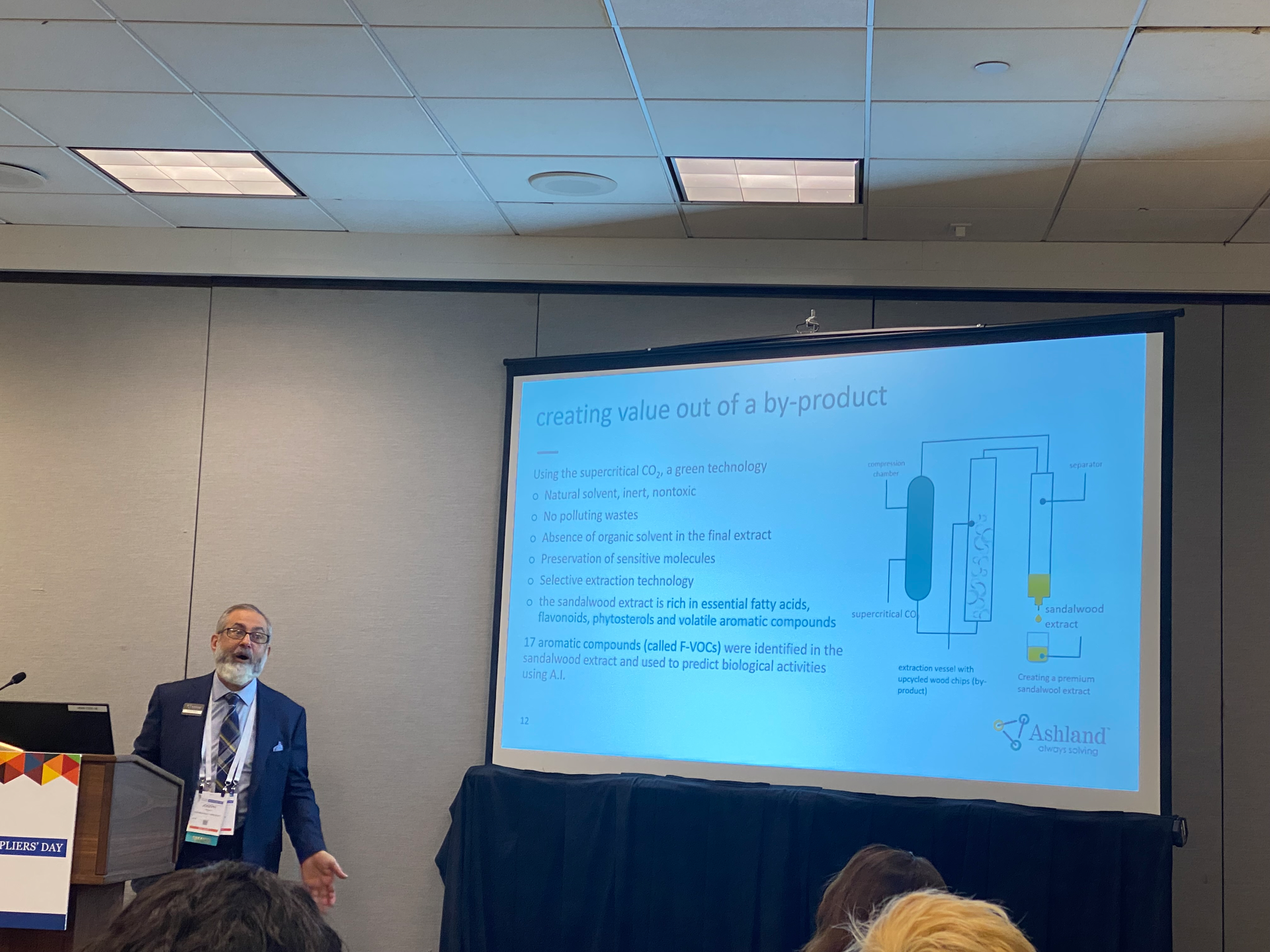 Pictured: Joseph Dallal presenting 'Artificial Intelligence and Upcycled Cosmetic Ingredients.'