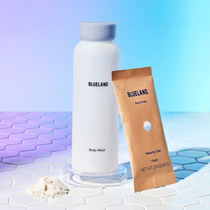Blueland Body Wash Starter Set includes a power-to-gel body wash and a powder refill pack.