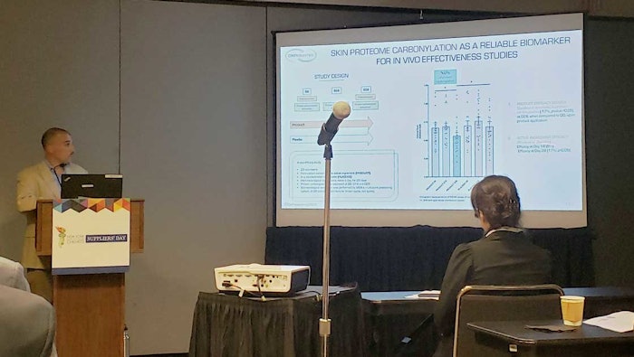 Martin Baraibar, CEO, OxiProteomics, presented on the need for reliable biomarkers of skin longevity.