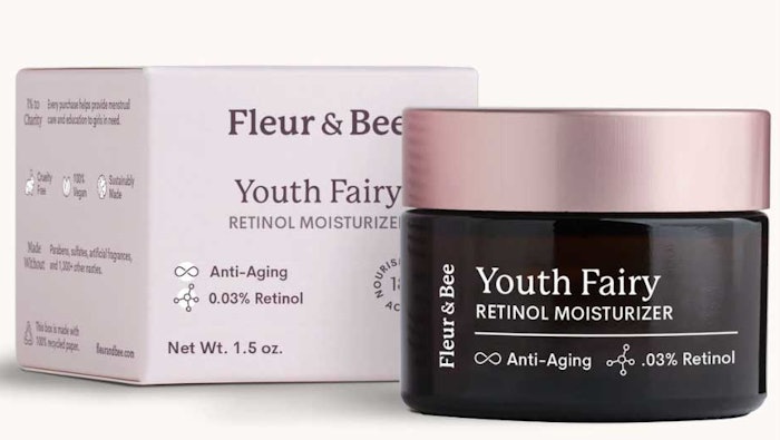 Fleur & Bee Youth Fairy is a beginner-friendly retinol moisturizer with 0.03% retinol and nourishing botanical actives to help skin build a tolerance to retinol.