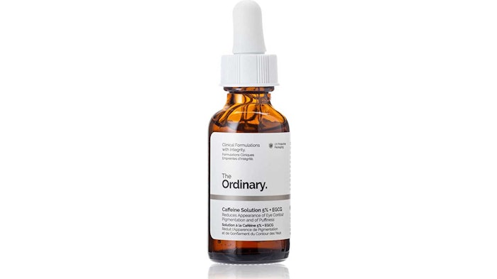 The claims behind this product include a reduction of eye contour pigmentation and of puffiness. The product is a water-based eye serum with a high percentage of caffeine and EGCG.