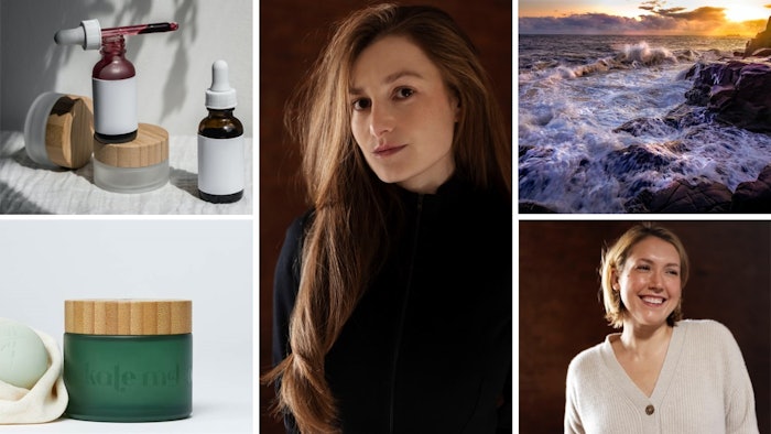 Kate McLeod (center) and Nichola Gray (at right), co-founders of water- and plastic-free beauty brand Make McLeod, will join sustainability certification expert Anja Nikolova at Beauty Accelerate 2022 in NYC; the event will also donate a portion of proceeds to the Ocean Foundation.