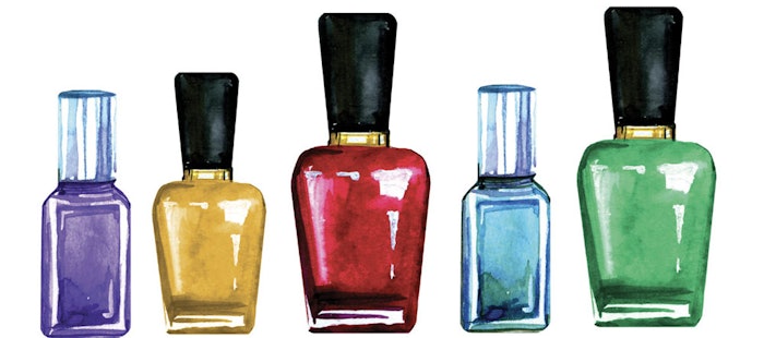 Sketches of bottles of nail polish.