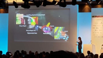 Tomonobu Ezure, of Shiseido, presented a highly engaging video demonstrating how tension differs in skin, the causes of it, and its implications in skin sagging for a novel anti-aging approach. More specifically, he identified how fine hair fibers within the 'voids' of skin collagen 'rings' can remodel the surrounding collagen rings.