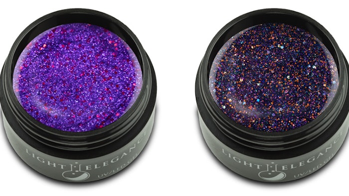 Light Elegance limited-edition Halloween Glitter Gels in Black Magic and Witches Brew. Images courtesy of Light Elegance.