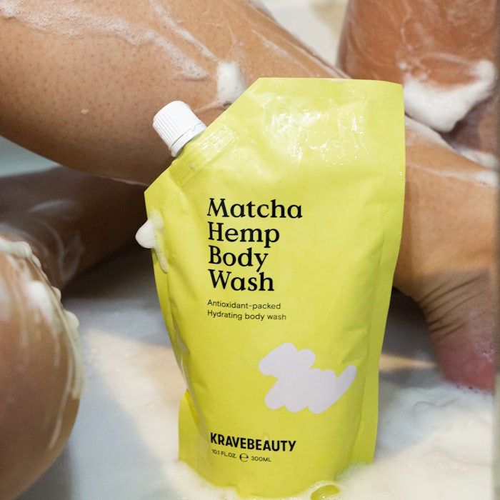 To reduce waste, the product is packaged in a refill pouch that uses less plastic, water and energy than traditional bottle packaging.