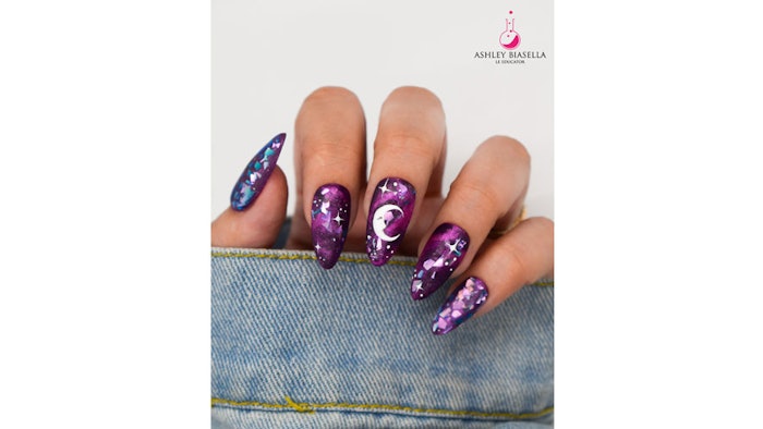 Moon nail art created by Ashley Biasella using Light Elegance products.