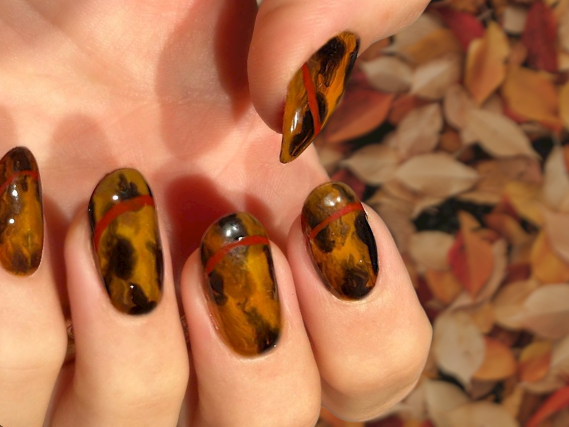 Blake Lively's custom tortoise-shell manicure.