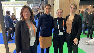 L to R: The Solvay team's Corrine Duffy (technical marketing manager), Clementine Ollier (market development manager), P&F+'s Jenna Rimensnyder (managing editor) and Maud Joassard (naturals marketing manager, Solvay)