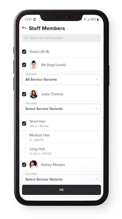 Booksy Service Variants landing page