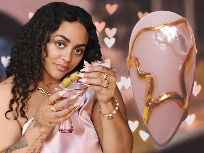 Learn how to recreate the gilded abstract nail art on our November/December 2022 cover