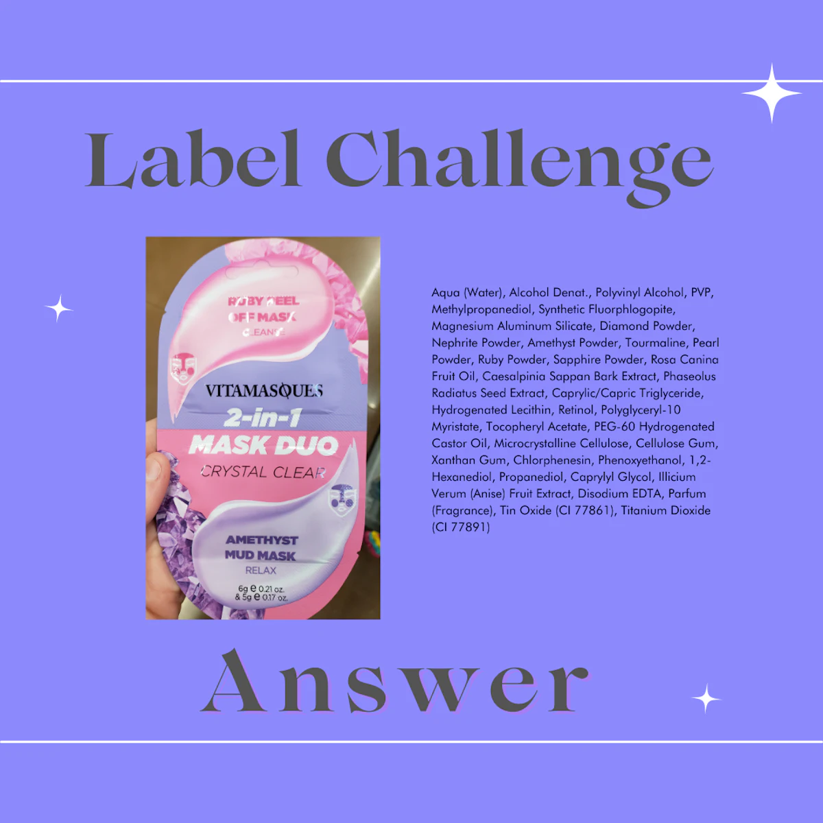 Label Challenge Answer: Vitamasque 2-in-1 Mask Duo - Vimarsana News