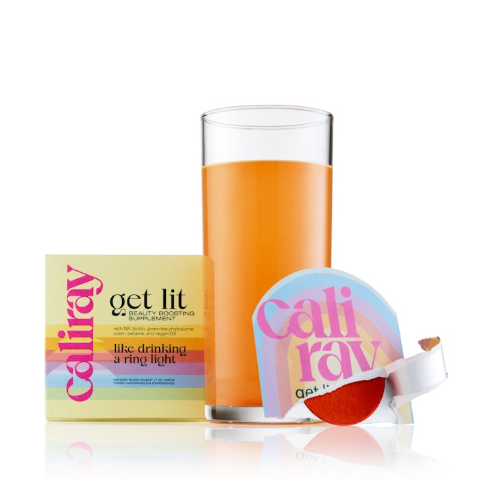 Get Lit—a disc designed to be dissolved in a 6-8 oz beverage—is said to be filled with ingredients that promote beautiful skin, hair and nails, supercharge cell turnover and support a healthy response to everyday skin stresses.