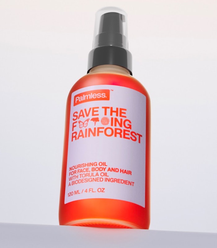 C16 Biosciences' lab-grown Palmless torula oil is launching with a concept product, Save the F#$%ing Rainforest Nourishing Oil, for the face, body and hair.