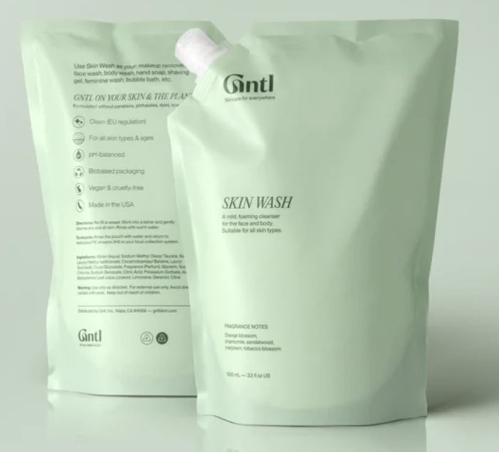 The pouch is made from mono-material and is recyclable.