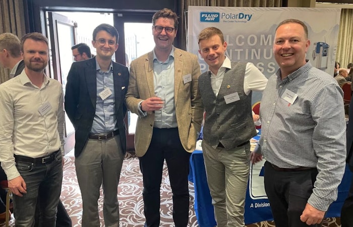 L to R: Martyn Warner (BSF associate), Aidan Kirkwood (former BSF student representative), Trevor Groome (BSF immediate past president), Andrea Albertino (BSF incoming president) and Simon Chivers (Treatt).